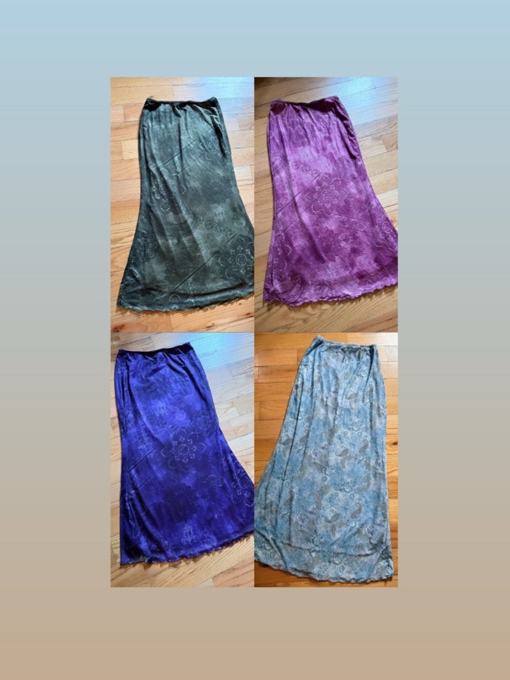 ROMWE Floral Maxi Skirts in Green, Purple, Blue, Pink